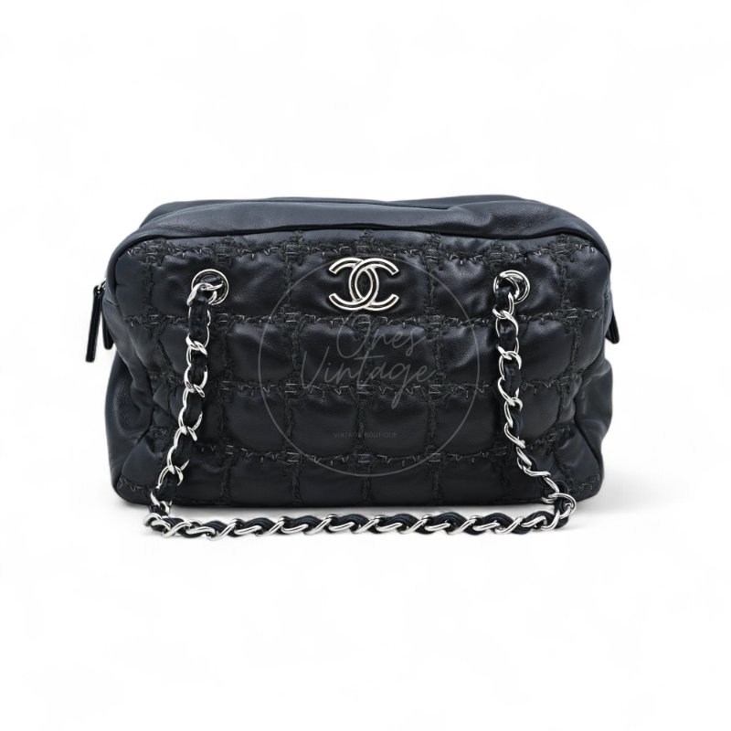 中古 Chanel 香奈兒 方格縫線 粗花呢款 Bubble Bag泡泡包-5