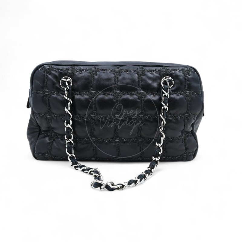 中古 Chanel 香奈兒 方格縫線 粗花呢款 Bubble Bag泡泡包-6