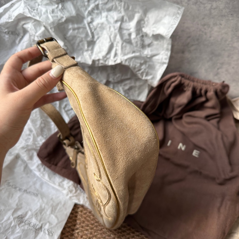 中古包 Celine Vintage 稀有凱旋門圖騰半月hobo包-5
