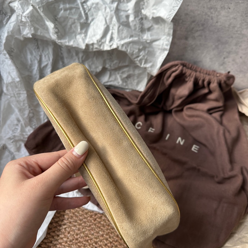 中古包 Celine Vintage 稀有凱旋門圖騰半月hobo包-6