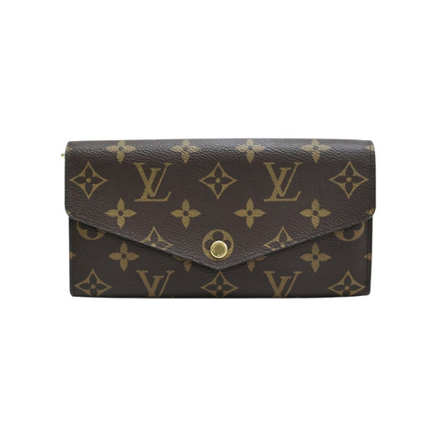 棕色 原花帆布 Sarah 扣式 長夾【LOUIS VUITTON LV 路易威登】 M62234
