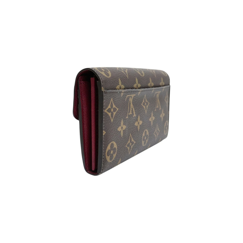 棕色 原花帆布 Sarah 扣式 長夾【LOUIS VUITTON LV 路易威登】 M62234-1