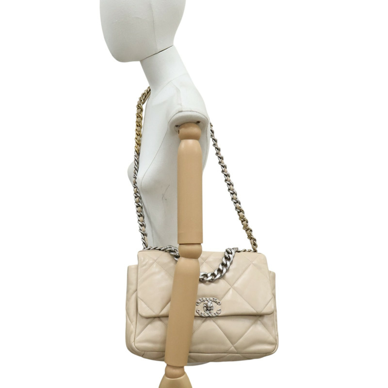 駝色 羊皮 19 Flap Bag 兩用包 金扣【CHANEL 香奈兒】 AS1161-6