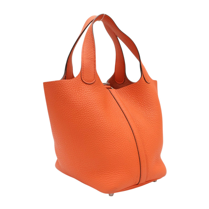 靚橘色 TC牛皮 Picotin Lock 18 手提包 T刻 銀釦【HERMES 愛馬仕】 H056289CK5K-1