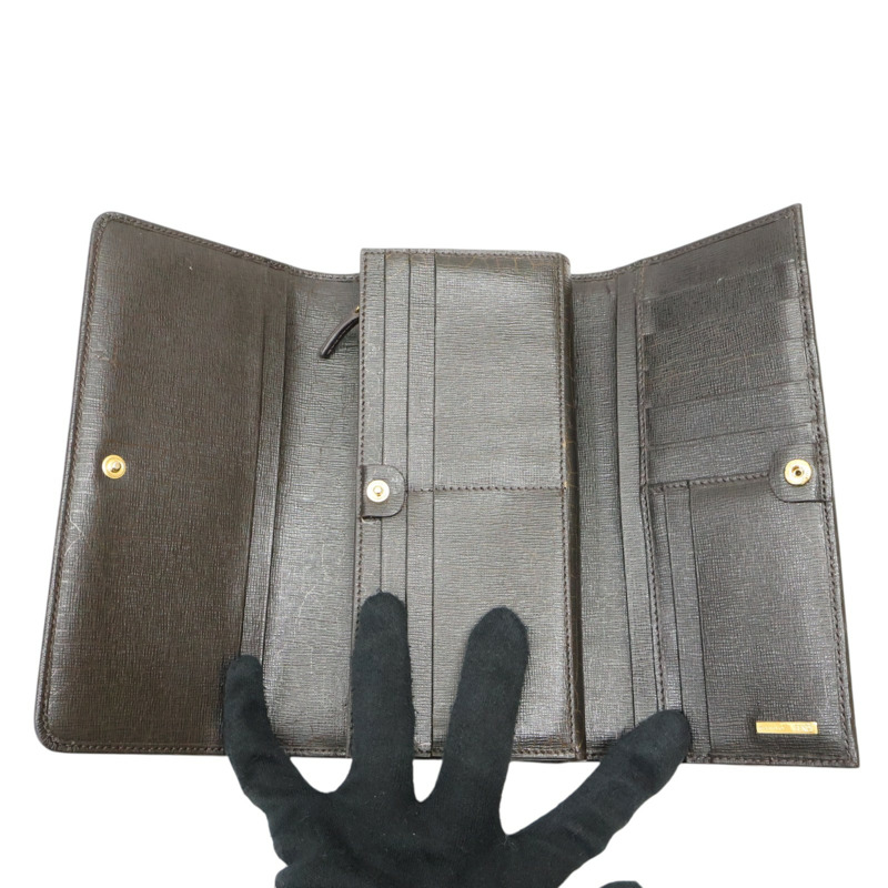 棕色 帆布 Zucca 扣式長夾【FENDI 芬迪】 8M0297-2