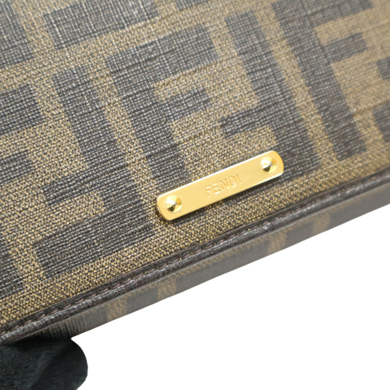棕色 帆布 Zucca 扣式長夾【FENDI 芬迪】 8M0297-8