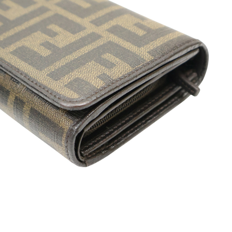 棕色 帆布 Zucca 扣式長夾【FENDI 芬迪】 8M0297-10