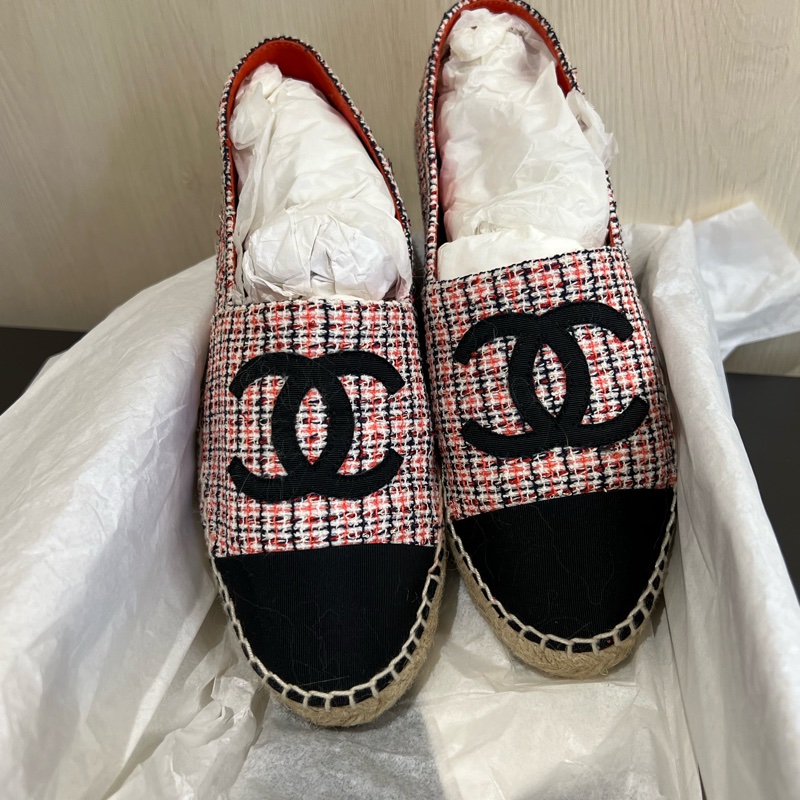Chanel 格紋漁夫鞋 鉛筆鞋（9.5新）-0