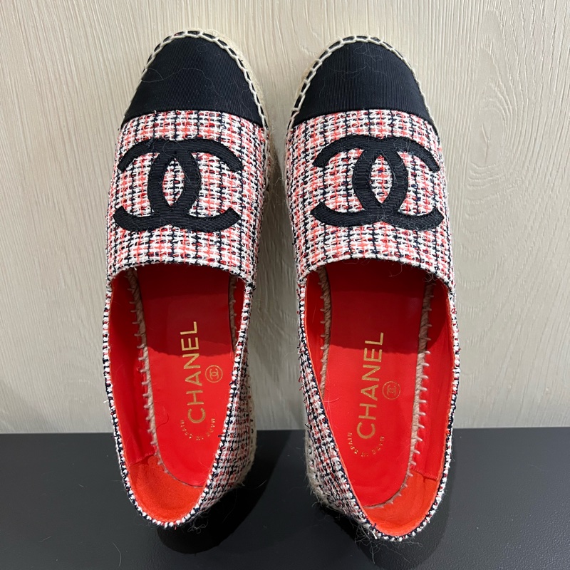 Chanel 格紋漁夫鞋 鉛筆鞋（9.5新）-1