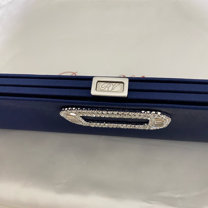 Roger Vivier 絲緞鑽扣 手拿包/晚宴包 藍色 95新 正品 現貨-2