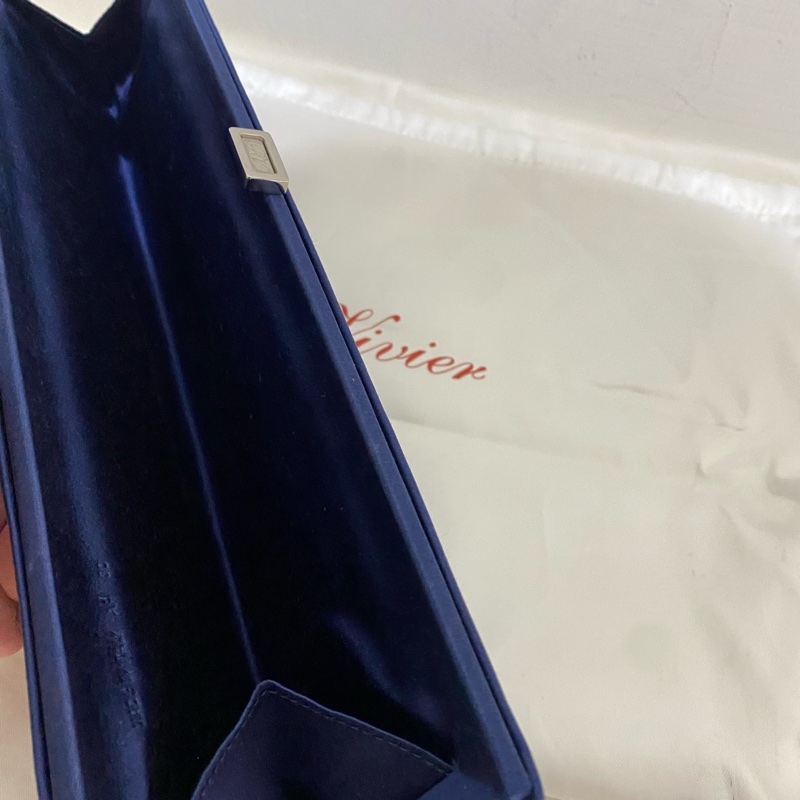 Roger Vivier 絲緞鑽扣 手拿包/晚宴包 藍色 95新 正品 現貨-3