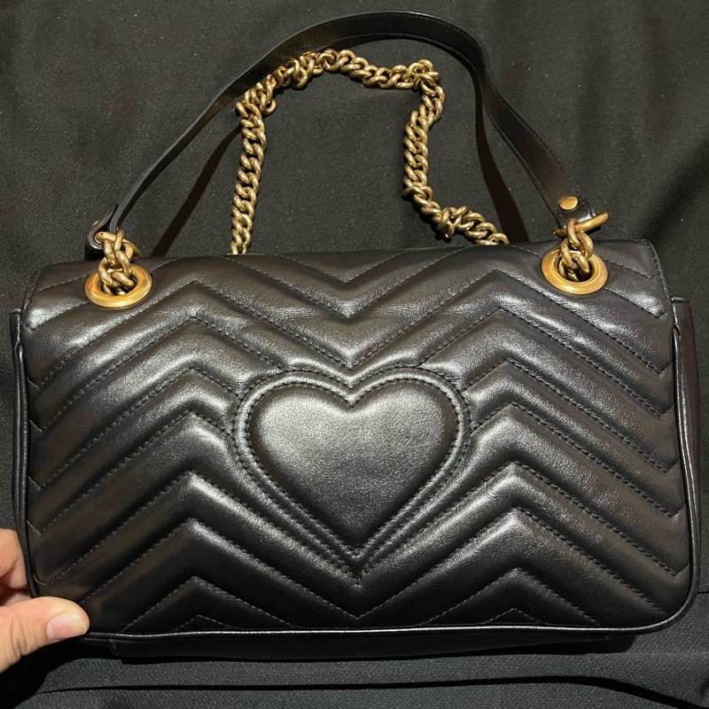 Gucci MARMONT馬夢系列 26cm金釦黑側背包-1