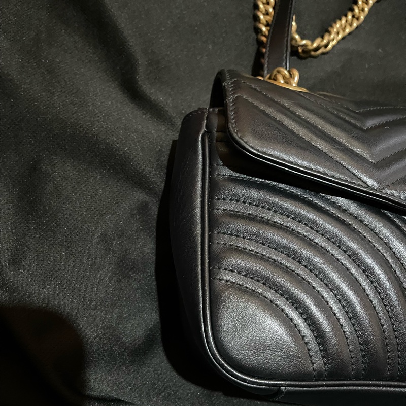 Gucci MARMONT馬夢系列 26cm金釦黑側背包-3