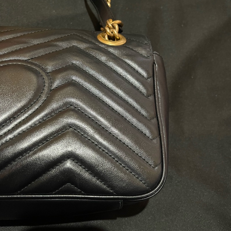 Gucci MARMONT馬夢系列 26cm金釦黑側背包-4