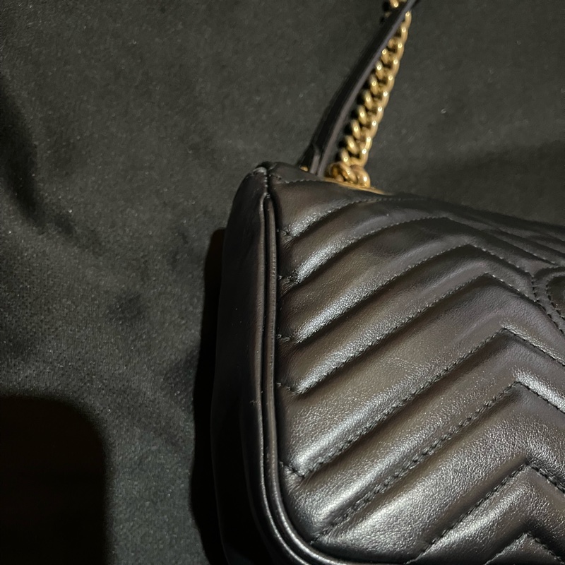 Gucci MARMONT馬夢系列 26cm金釦黑側背包-5