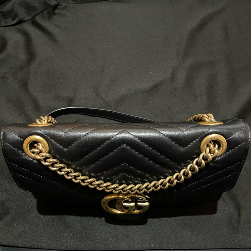Gucci MARMONT馬夢系列 26cm金釦黑側背包-6