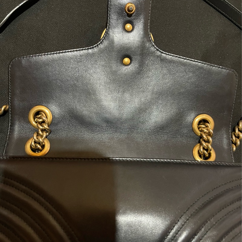Gucci MARMONT馬夢系列 26cm金釦黑側背包-17