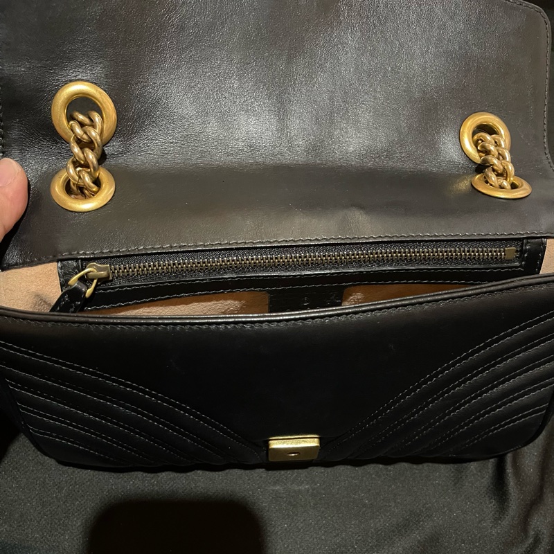 Gucci MARMONT馬夢系列 26cm金釦黑側背包-18