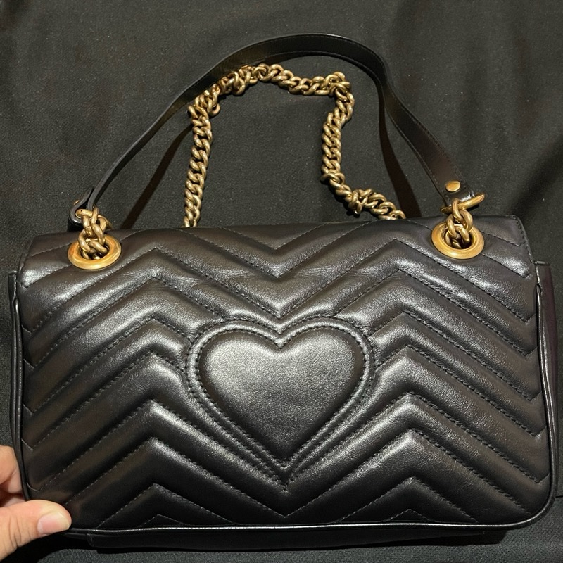 Gucci MARMONT馬夢系列 26cm金釦黑側背包-22