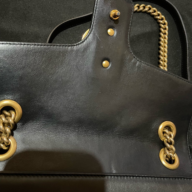 Gucci MARMONT馬夢系列 26cm金釦黑側背包-27