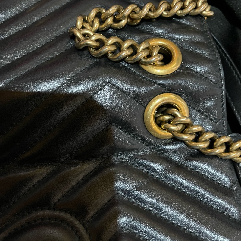 Gucci MARMONT馬夢系列 26cm金釦黑側背包-35