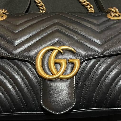 Gucci MARMONT馬夢系列 26cm金釦黑側背包-39