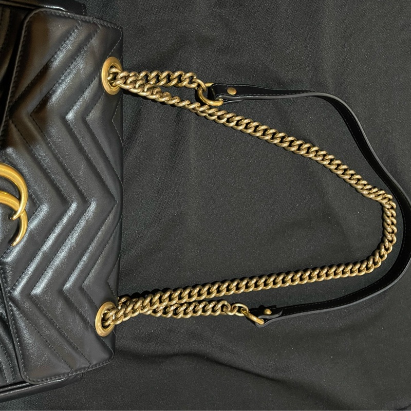 Gucci MARMONT馬夢系列 26cm金釦黑側背包-40