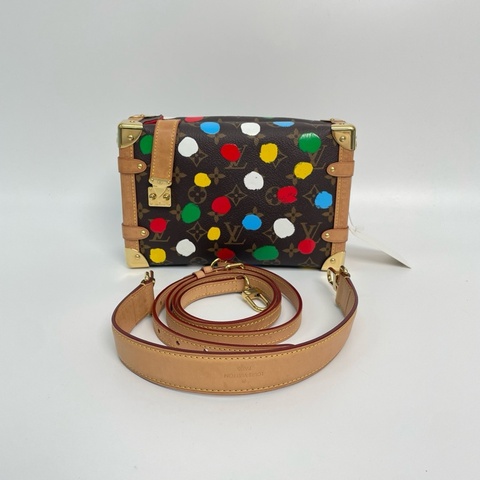💛98新LV/路易威登 x Yayoi Kusama草間彌生聯名款 Side Trunk谷愛凌波點盒子包 單肩包斜背包 芯片款💚正品保障