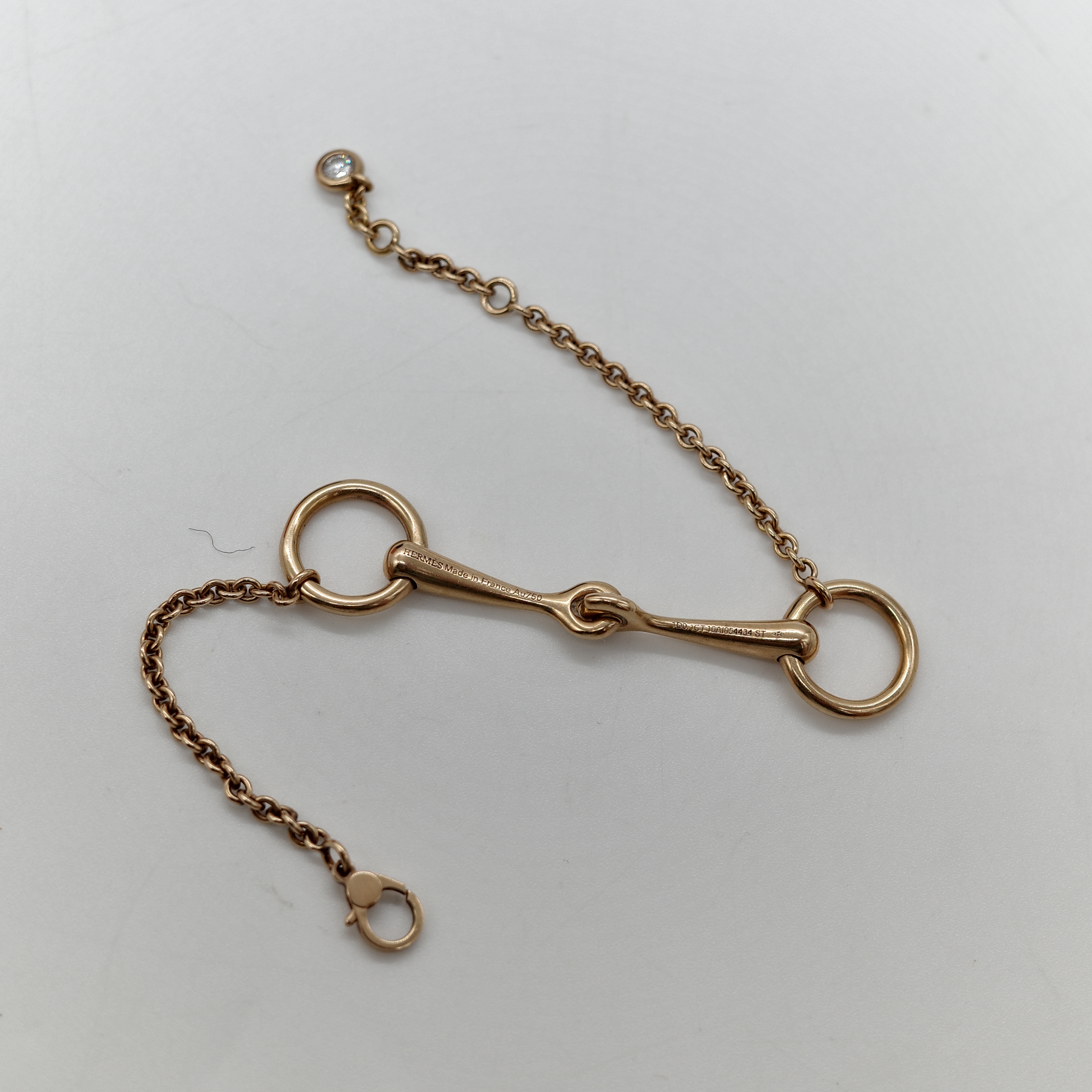 Hermès 愛馬仕 18K 金 馬蹄釦 單鑽 手鏈-2