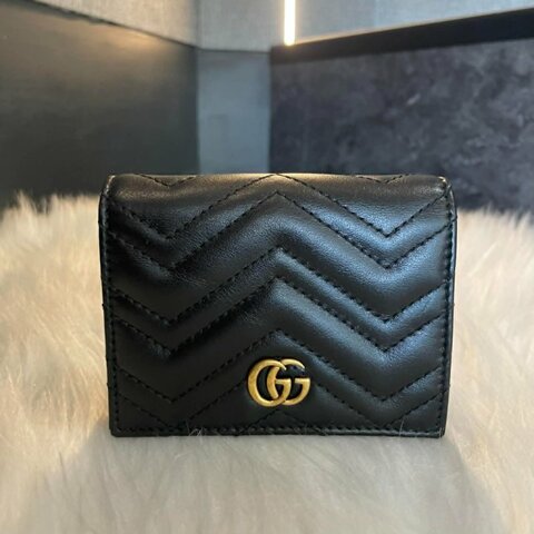 GUCCI 馬孟釦式短夾 黑色