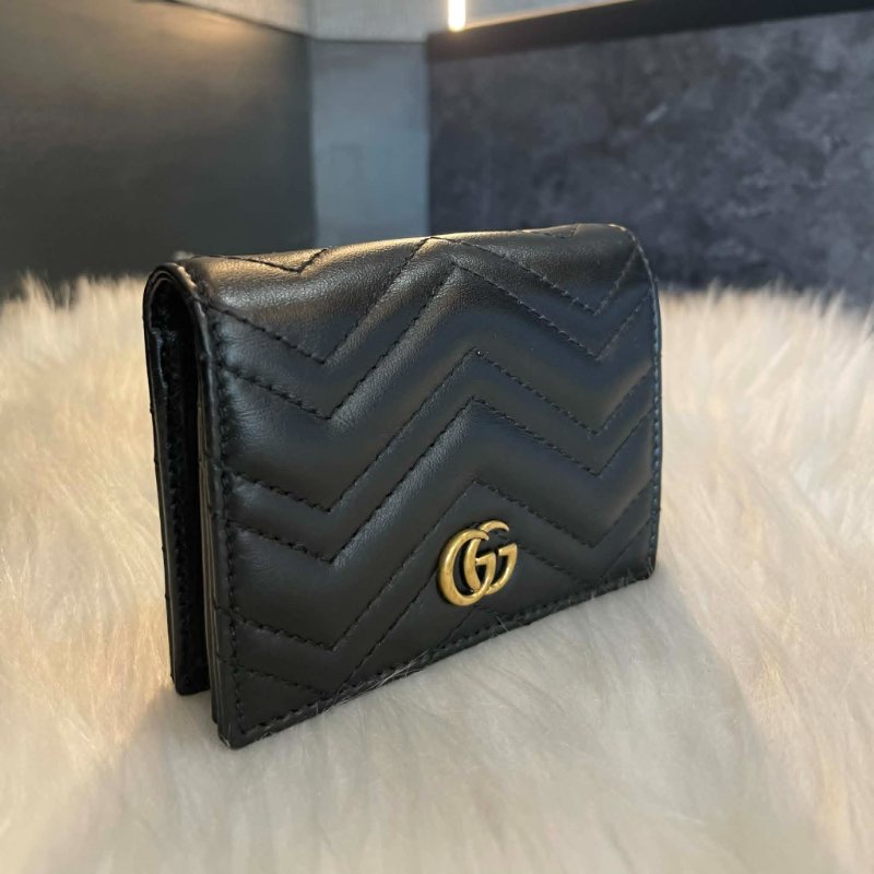 GUCCI 馬孟釦式短夾 黑色-2