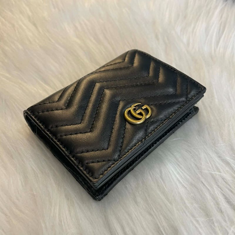 GUCCI 馬孟釦式短夾 黑色-3