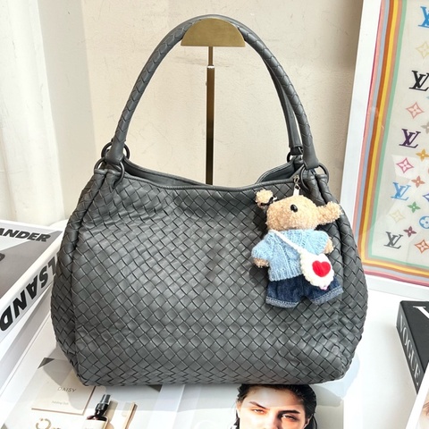 Bottega Veneta葆蝶家灰色編織手提包 底長39