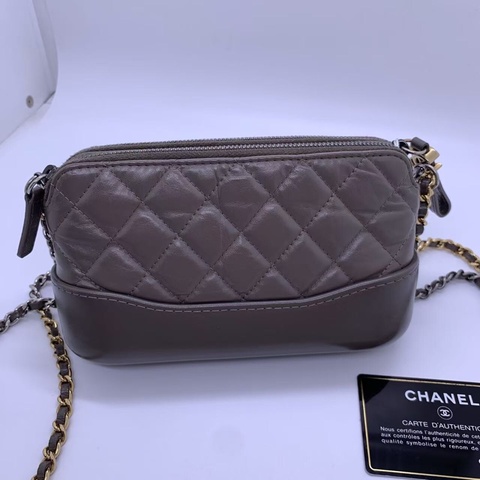 CHANEL/香奈兒灰色 流浪mini鏈條單肩斜挎包