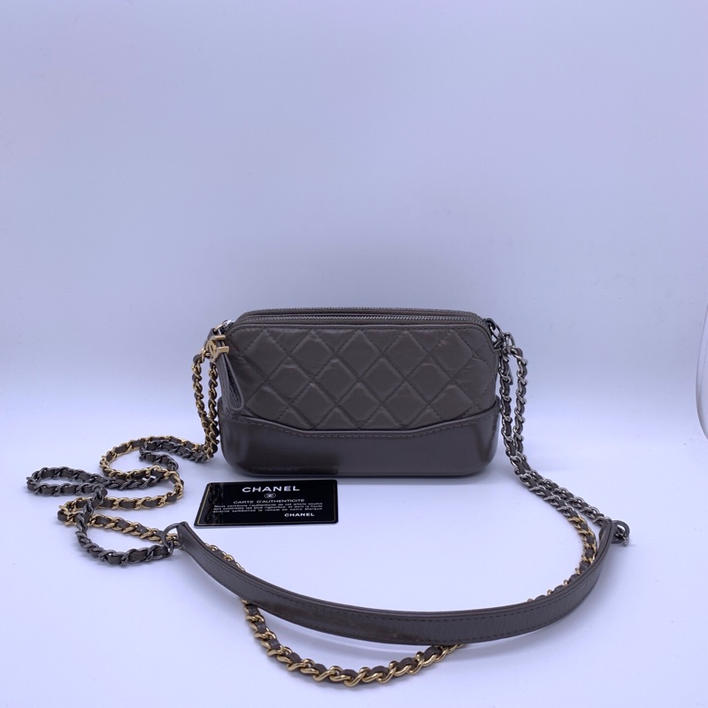 CHANEL/香奈兒灰色 流浪mini鏈條單肩斜挎包-2