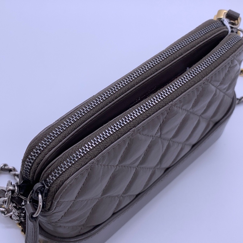 CHANEL/香奈兒灰色 流浪mini鏈條單肩斜挎包-4