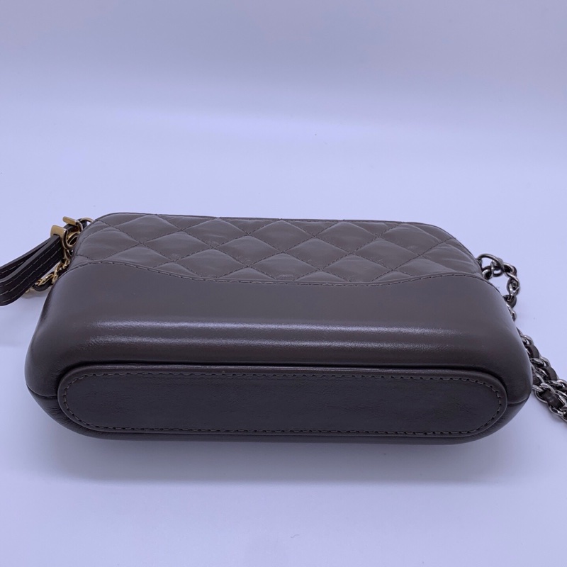 CHANEL/香奈兒灰色 流浪mini鏈條單肩斜挎包-6