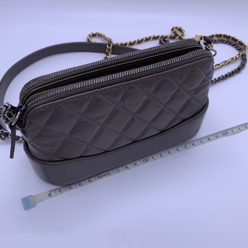 CHANEL/香奈兒灰色 流浪mini鏈條單肩斜挎包-13