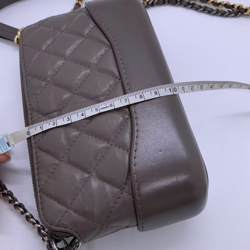 CHANEL/香奈兒灰色 流浪mini鏈條單肩斜挎包-14