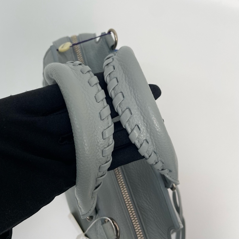99新🆕Balenciaga/巴黎世家 機車包neo classic梯形機車包荔枝紋藍灰色小號 手提包斜背包💙正品-7