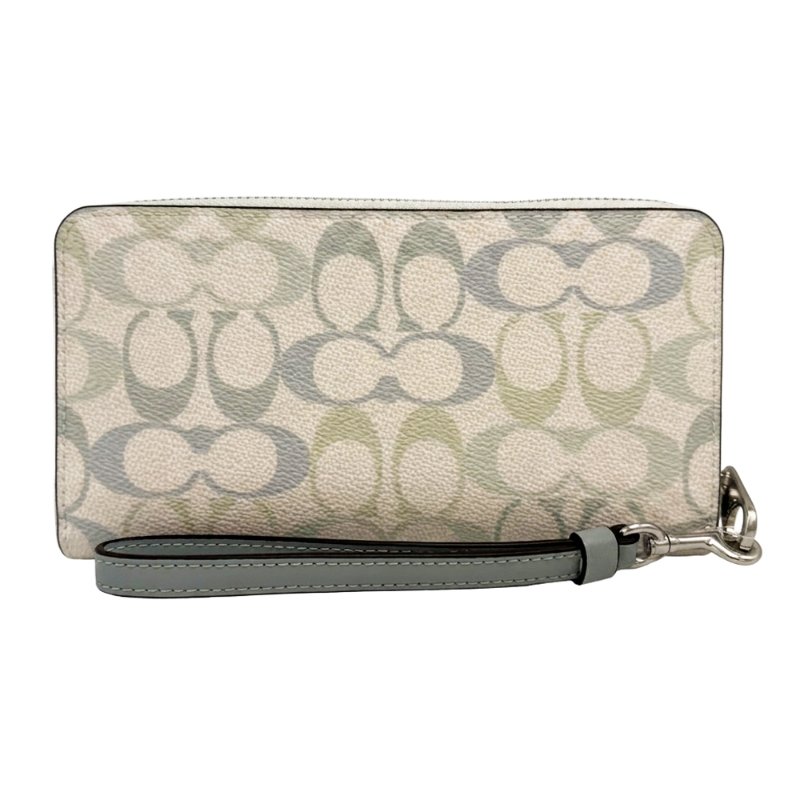 [全新] COACH C LOGO手掛式拉鍊零錢袋長夾(彩色藍)-6