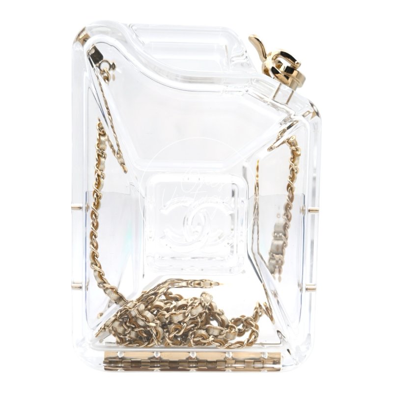 中古 Chanel 香奈兒 Chanel Glass Bag汽油桶透明 晚宴包 限量款手拿包-7