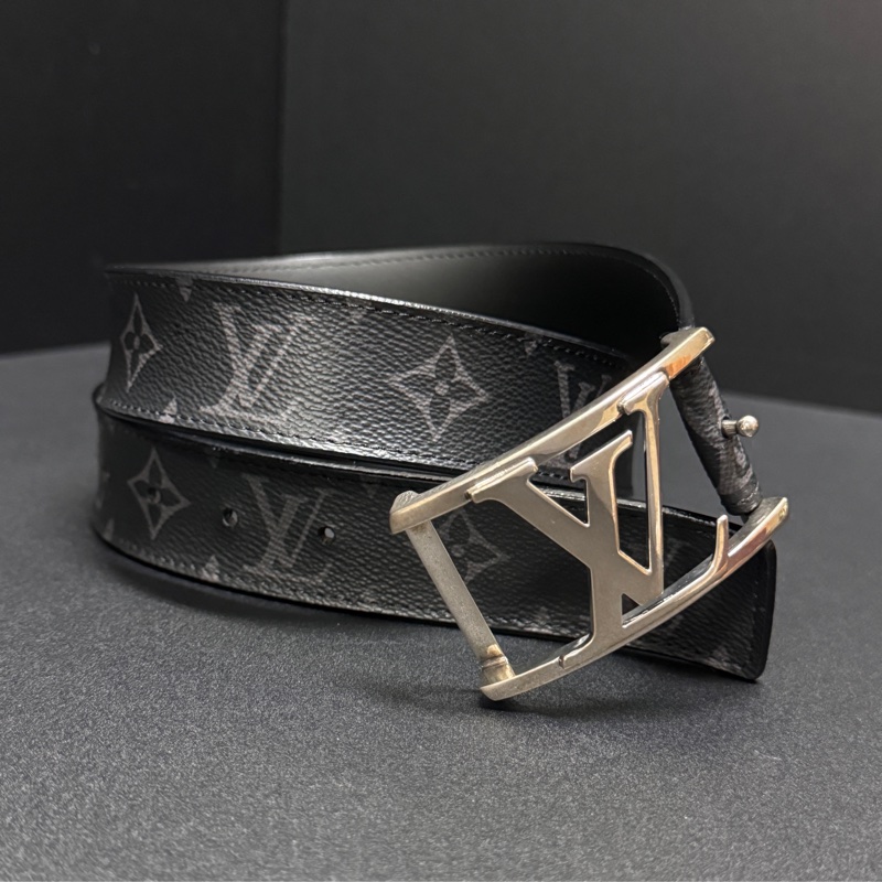 LV Monogram Eclipse 經典黑老花 85/34皮帶 (專櫃28,000)-0