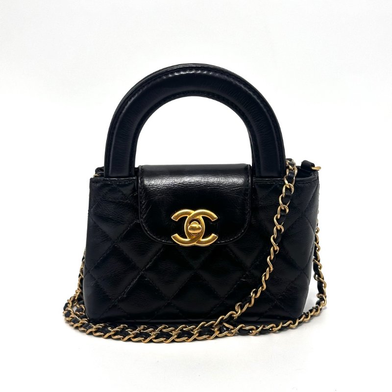 CHANEL 黑金Kelly mini手提肩背斜背鍊條包 11.5*8*4.5 98新配件塵袋-1