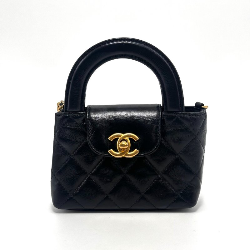 CHANEL 黑金Kelly mini手提肩背斜背鍊條包 11.5*8*4.5 98新配件塵袋-4