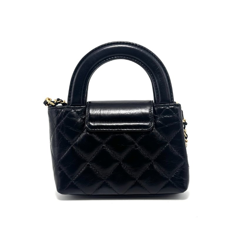 CHANEL 黑金Kelly mini手提肩背斜背鍊條包 11.5*8*4.5 98新配件塵袋-5