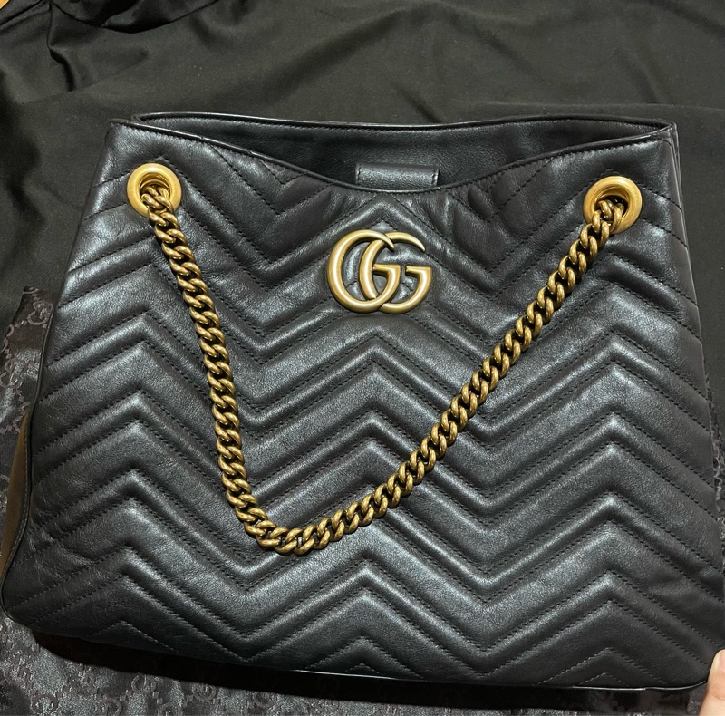 Gucci MARMONT馬夢系列金釦黑托特包-0