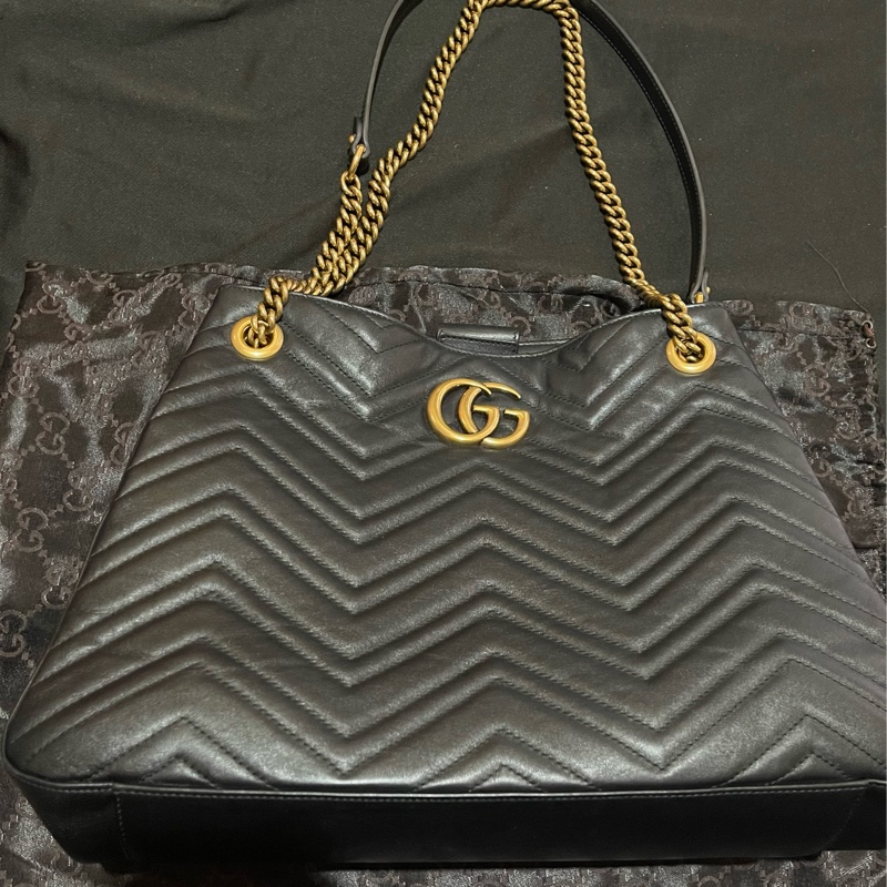 Gucci MARMONT馬夢系列金釦黑托特包-3