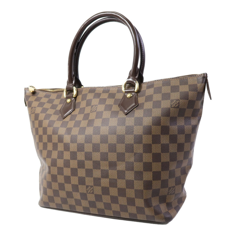 LOUIS VUITTON Damier Saleya MM金扣肩背袋/手挽袋棕色-2