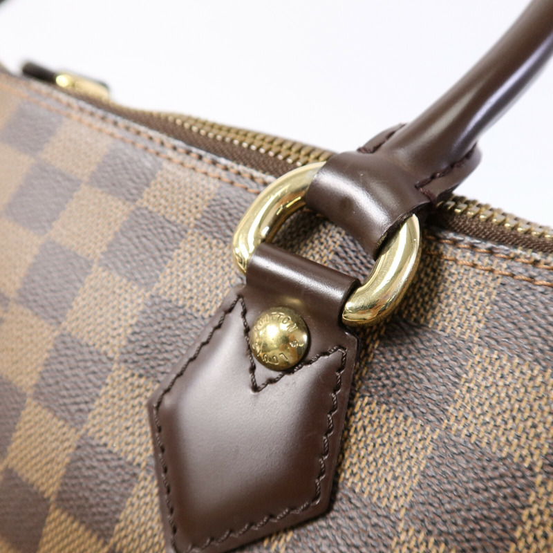 LOUIS VUITTON Damier Saleya MM金扣肩背袋/手挽袋棕色-7